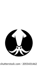 Imagen vectorial de calamar blanco y negro