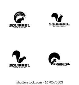 Black and White Squirrel Logo Vector Template