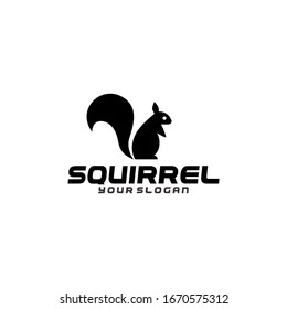 Black and White Squirrel Logo Vector Template