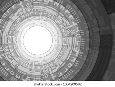 Black and White Stack Circle Teachnology Background Vector Illustration