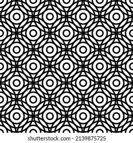 Black and white stacked circles lines seamless pattern background. Vector illustration.