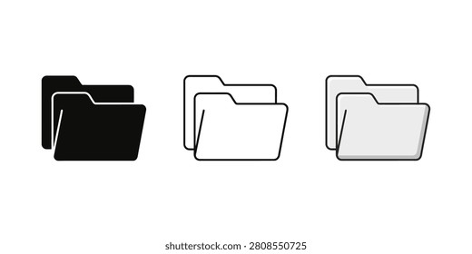 Black and white stacked folder icon