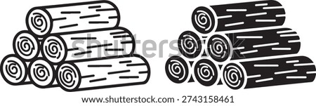 Black and white stacked logs wood woodpile