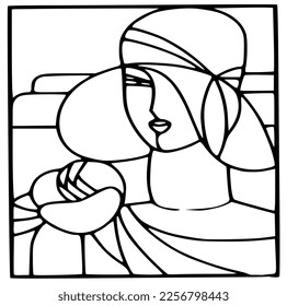 Black and white stained glass template