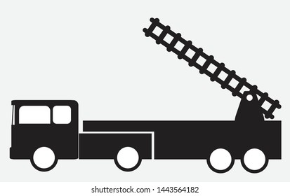 Black and white stair fire truck icon vector