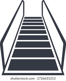 Una escalera en blanco y negro retrocediendo en perspectiva con barandillas a ambos lados.