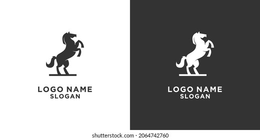 logotipo vectorial de caballo en blanco y negro