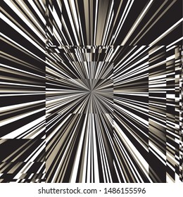 Lineare Rays and Square, abstrakter Sonnenburst und Sonnenstrahlen aus der Mitte der Thin Beams, Star-Fractal-Hintergrunddesign