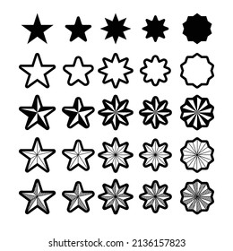 Schwarz-Weiß-Stern-Kollektion, Vektorgrafik