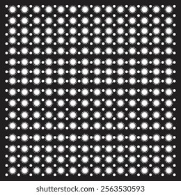 Black and White Star Grid Pattern with Unique Star Shapes