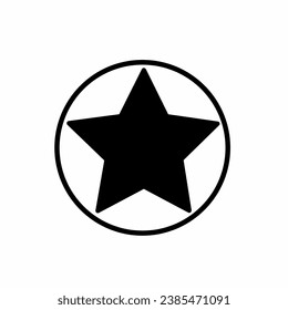 icono de estrella en blanco y negro con círculo