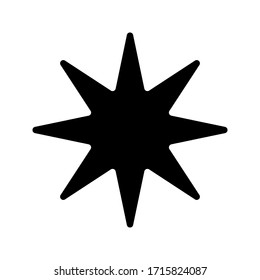 Black and white star icon with a different flat star style, vector illustration.