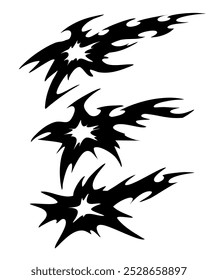 Black and white star neo tribal tattoo design vector