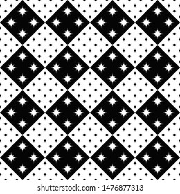 Black and white star pattern background - monochrome abstract vector design