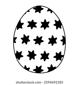 Black and white star patterned decorative egg for festive celebrations or crafts