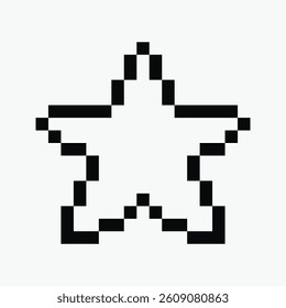 black and white star pixel art icon vector illustration.