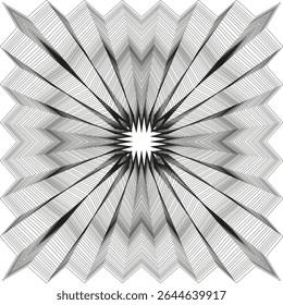 Black white star. Radiating sharp shape. Central burst icon. Vector symmetry design.