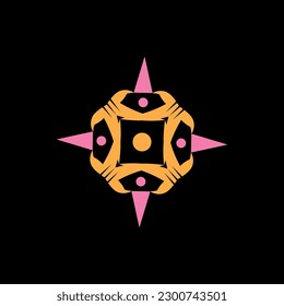 estrella blanca y negra con arco iris. Icono de logotipo abstracto nueva imagen vectorial. Los círculos coloridos relacionados dan forma a un nuevo logotipo vectorial