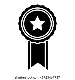 Black and white star rosette award ribbon icon