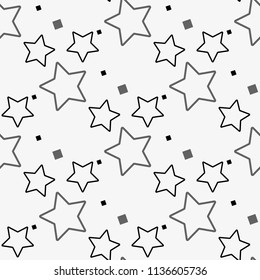 black and white star seamless patterns, Vector illustration