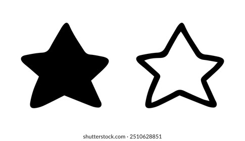 Black and white star silhouette and outline isolated on white background. concept of minimalist icon, celestial shape, simple design, modern decoration.