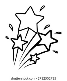 Estrela preta e branca com estrelas de linhas de respingos abstratas