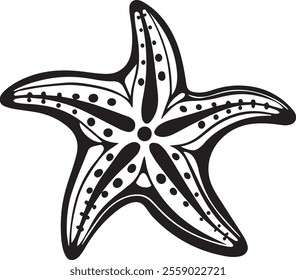 A black and white starfish silhouette