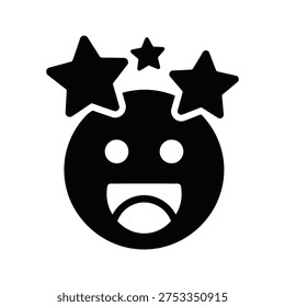 A black and white starry face with a smile