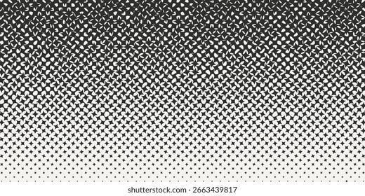 Black and white with stars halftone pattern. Geometrical background. Vector illustration.