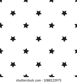 Black and white stars seamless vector pattern. Decorative texture. Simple minimal background.