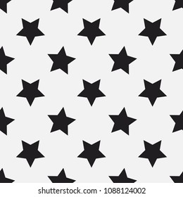 Black and white stars seamless vector pattern. Decorative texture. Simple minimal background.