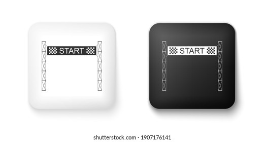 Black and white Starting line icon isolated on white background. Start symbol. Square button. Vector.