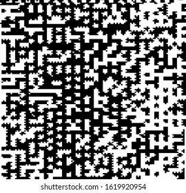 Black and white static noise, glitched screen with "white snow". Abstract vector background.
