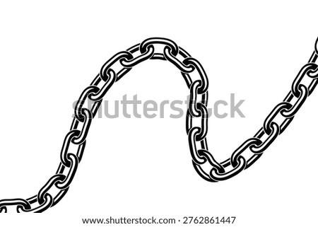Black and white Steel chain link border, vector illustration of a chain.