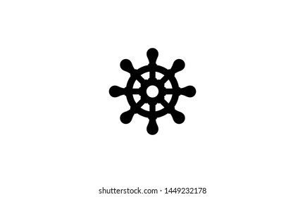 Black white steering wheel rudder Boat Handle Vector Icon Logo Design Inspiration