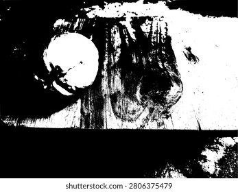 Black and white stencil illustration of a chayote squash on a rustic wooden stool. Monochrome high contrast vector pattern of Sechium edule on weathered wood bench graphic.