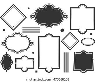 Black and White Stencil Illustration Featuring Blank Labels