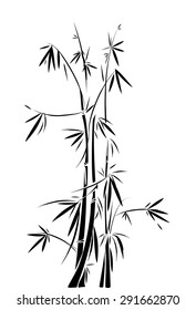 Black and White Stencil Illustration of Intertwined Bamboos