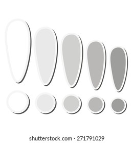 Black and white sticker exclamation marks set