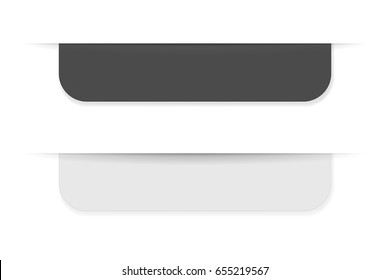 Black and white sticker labels with transparent shadow. Vector 3d illustration