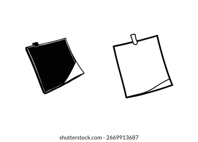 Memorando de papel com notas adesivas em preto e branco