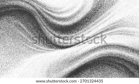 Black and white stippled texture with flowing curved lines and gradients creating a subtle abstract pattern.