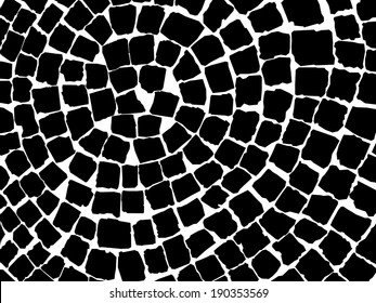 black and white stone pavers pattern