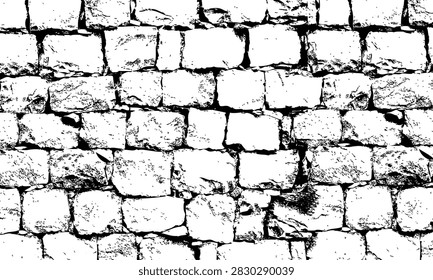 Black and white stone wall texture background. Monochrome stone wall.