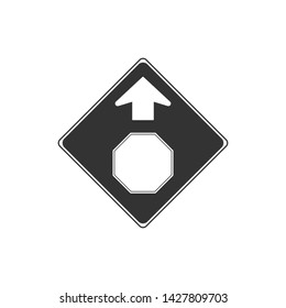 Black And White Stop Ahead Sign Isolated On White Background. Traffic Symbol Modern Simple Vector Icon