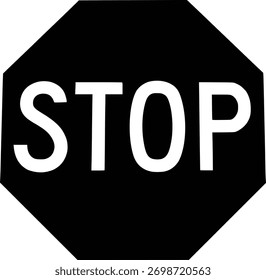 Schwarz-Weiß-Stoppschild-Symbol - Minimalistisches Design für Geschäfts- und Marketingmaterialien