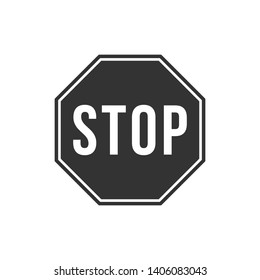 Black and White Stop Sign Isolated On White Background. Traffic Symbol Modern Simple vector icon