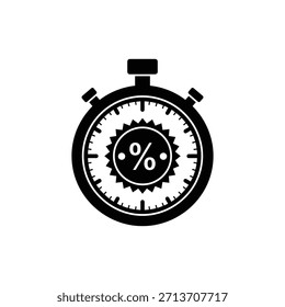 Black and white stopwatch icon symbolizing time tracking and precision
