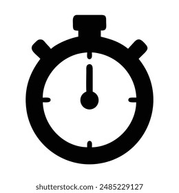 Icono de cronómetro blanco y negro. Ilustración vectorial