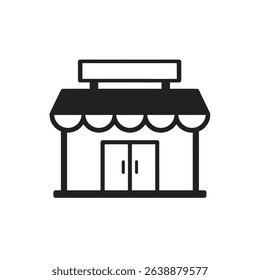 Black and White Store Front with Awning Classic Retail Building Architecture Display